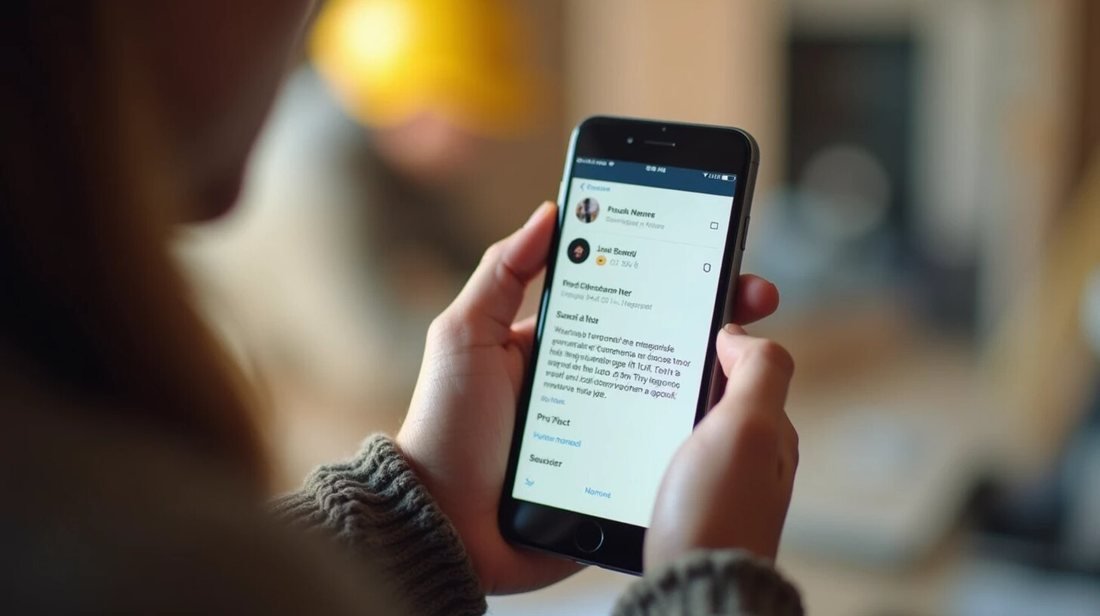 A phone in a hand showing a new customer message on a lead alert screen