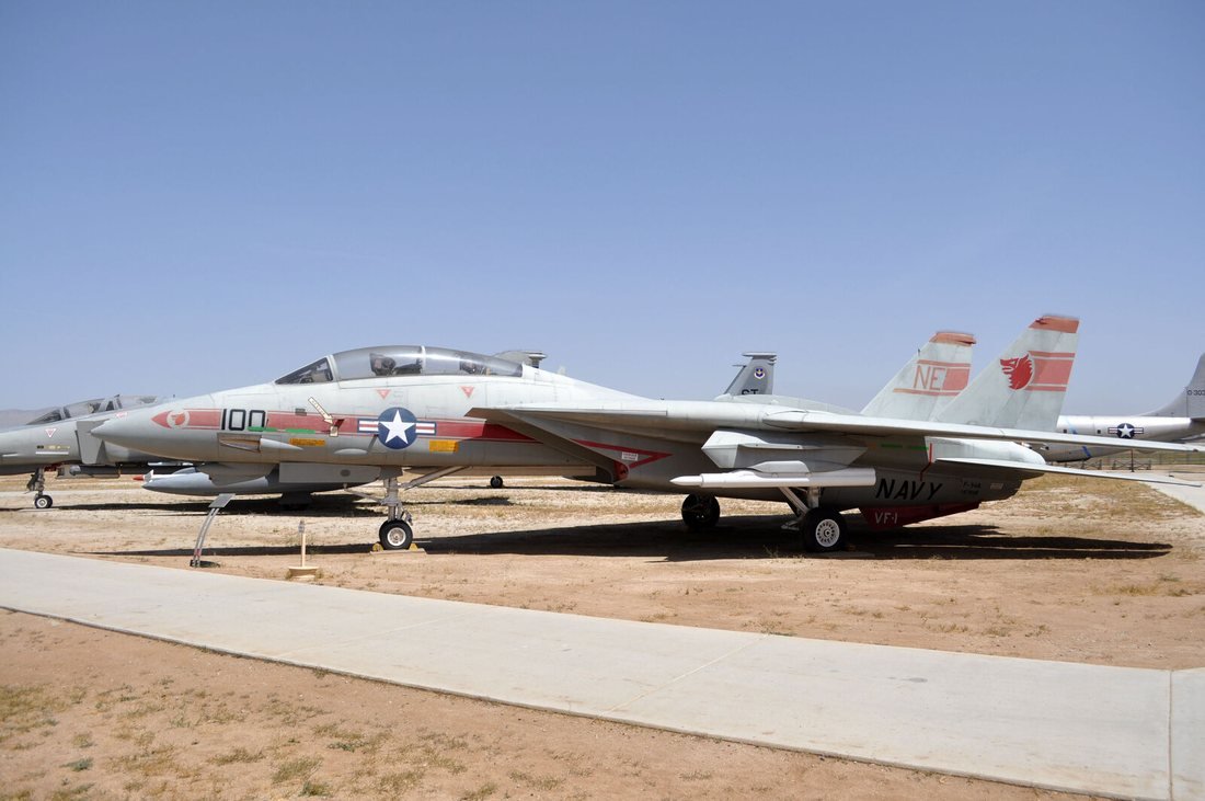 Jets parked in the desert sun at the March Field Air Museum in Moreno Valley