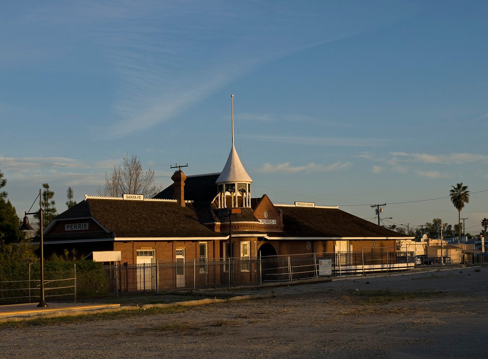 Sun City Marketing — Internet Marketing & Website Design, the historic Santa Fe depot in Perris, CA at golden hour