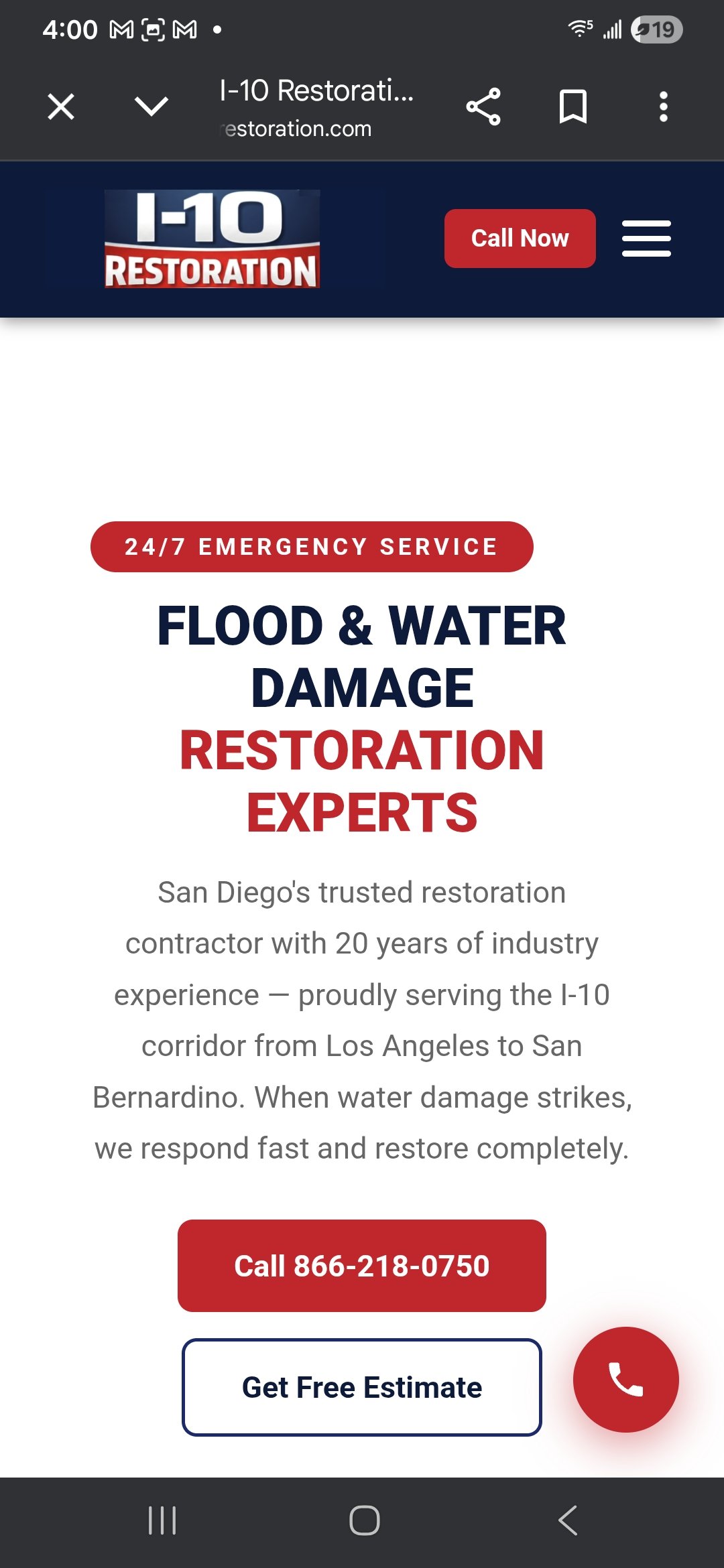 i10 Restoration mobile homepage